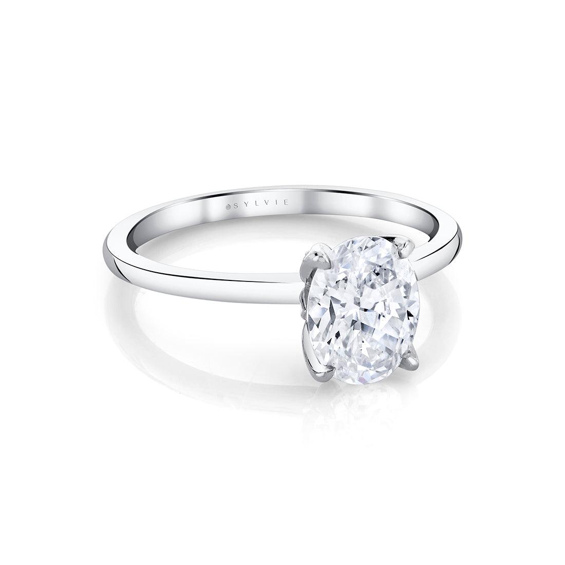Platinum Shay Oval Floral Solitaire Engagement Ring