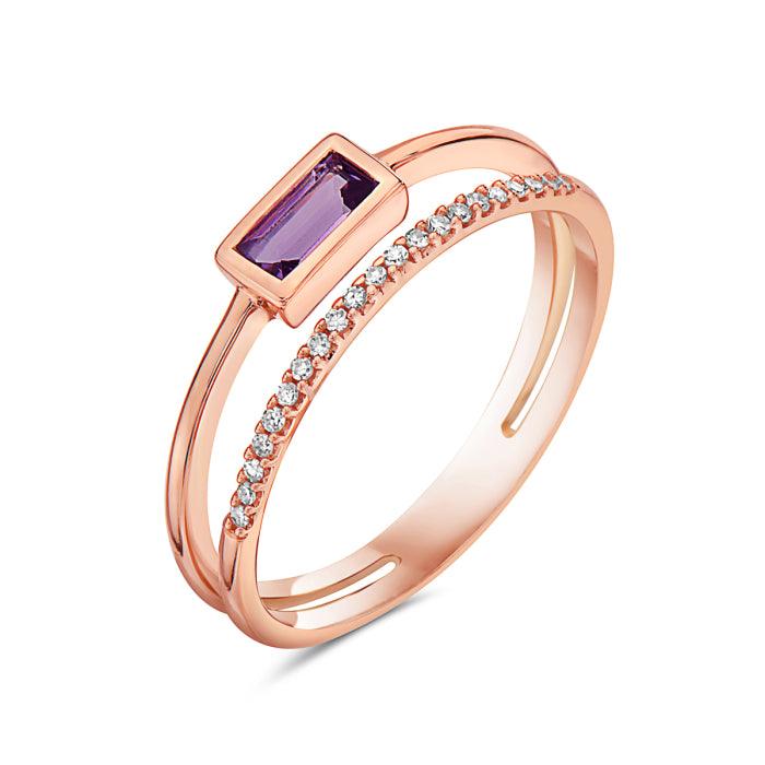 Rose Gold Amethyst Diamond Ring - Water Street Jewelers