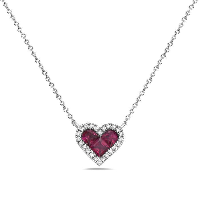 Ruby Diamond Heart Necklace