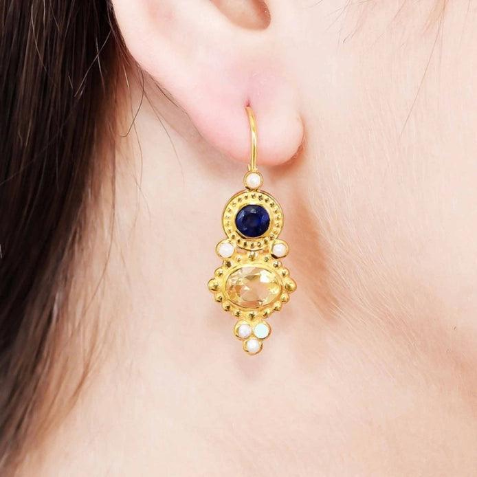 Sapphire Citrine Earrings