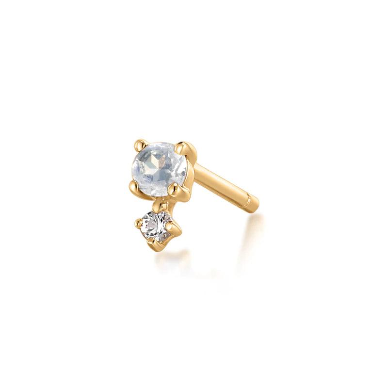 Single Gemstone & White Sapphire Stud Earring