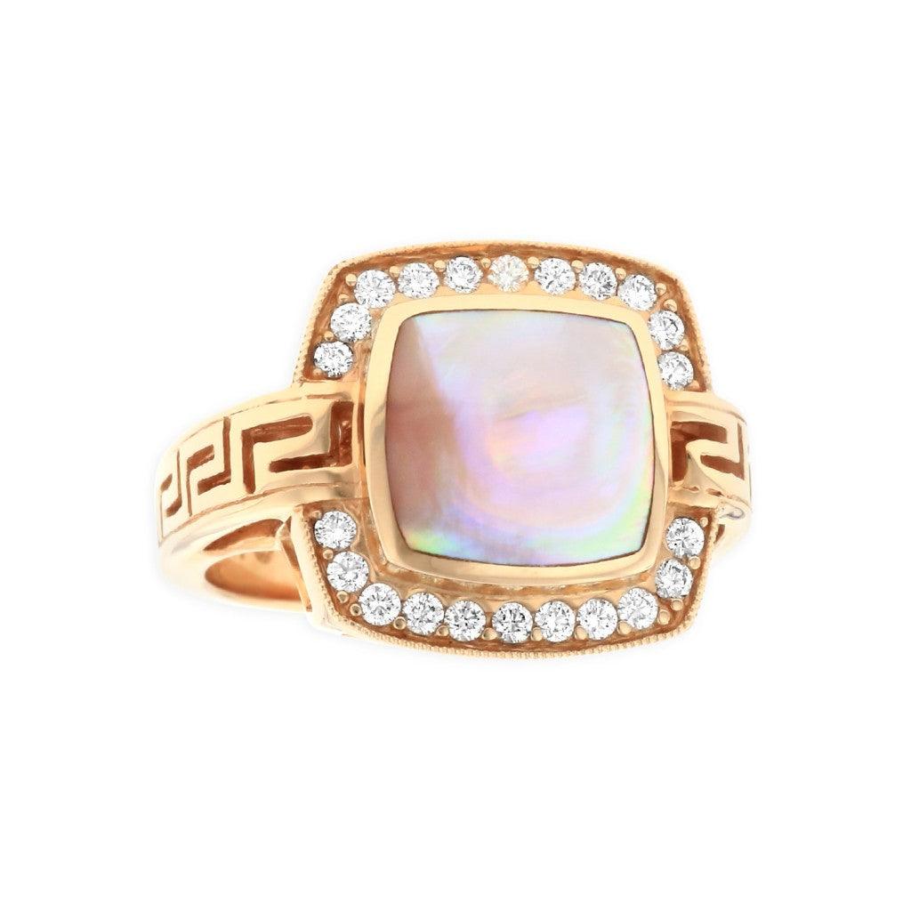 Square Pink Mother of Pearl Ring