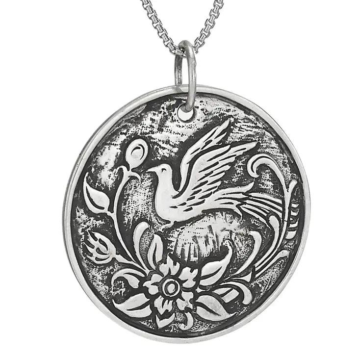 Sterling Bird and Flower Pendant