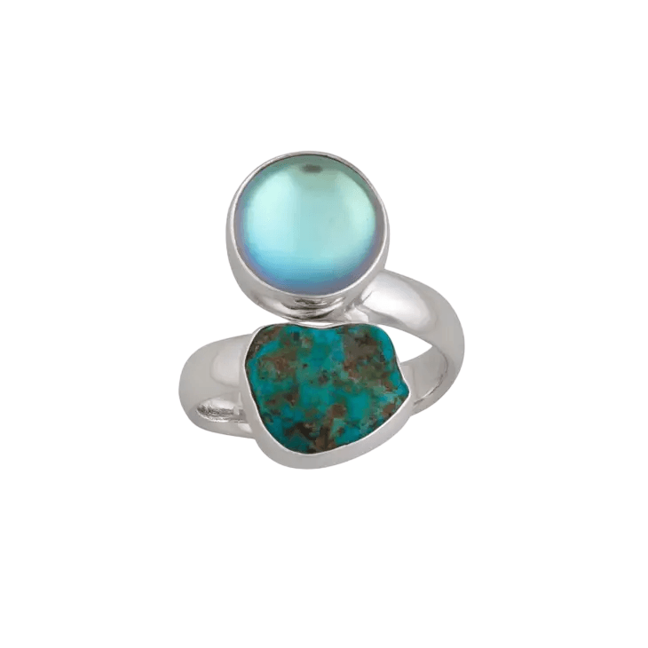 Sterling Silver Luminite & Campo Frio Turquoise Bypass Ring