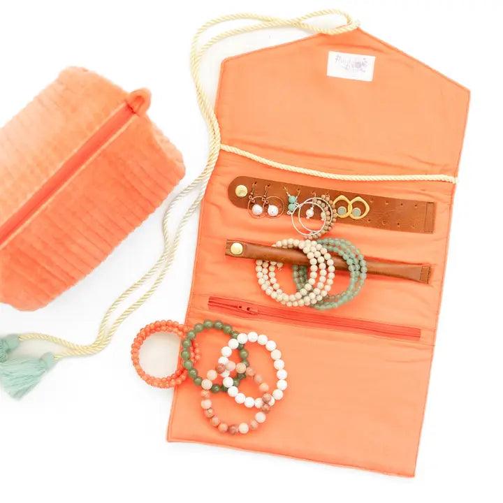 Coral Velvet Jewelry Organizer