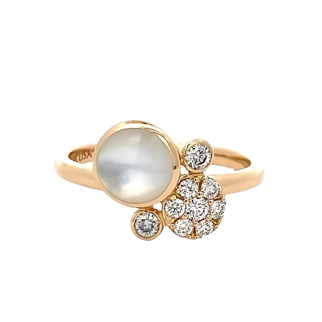 White Mother of Pearl Dot Diamond Ring